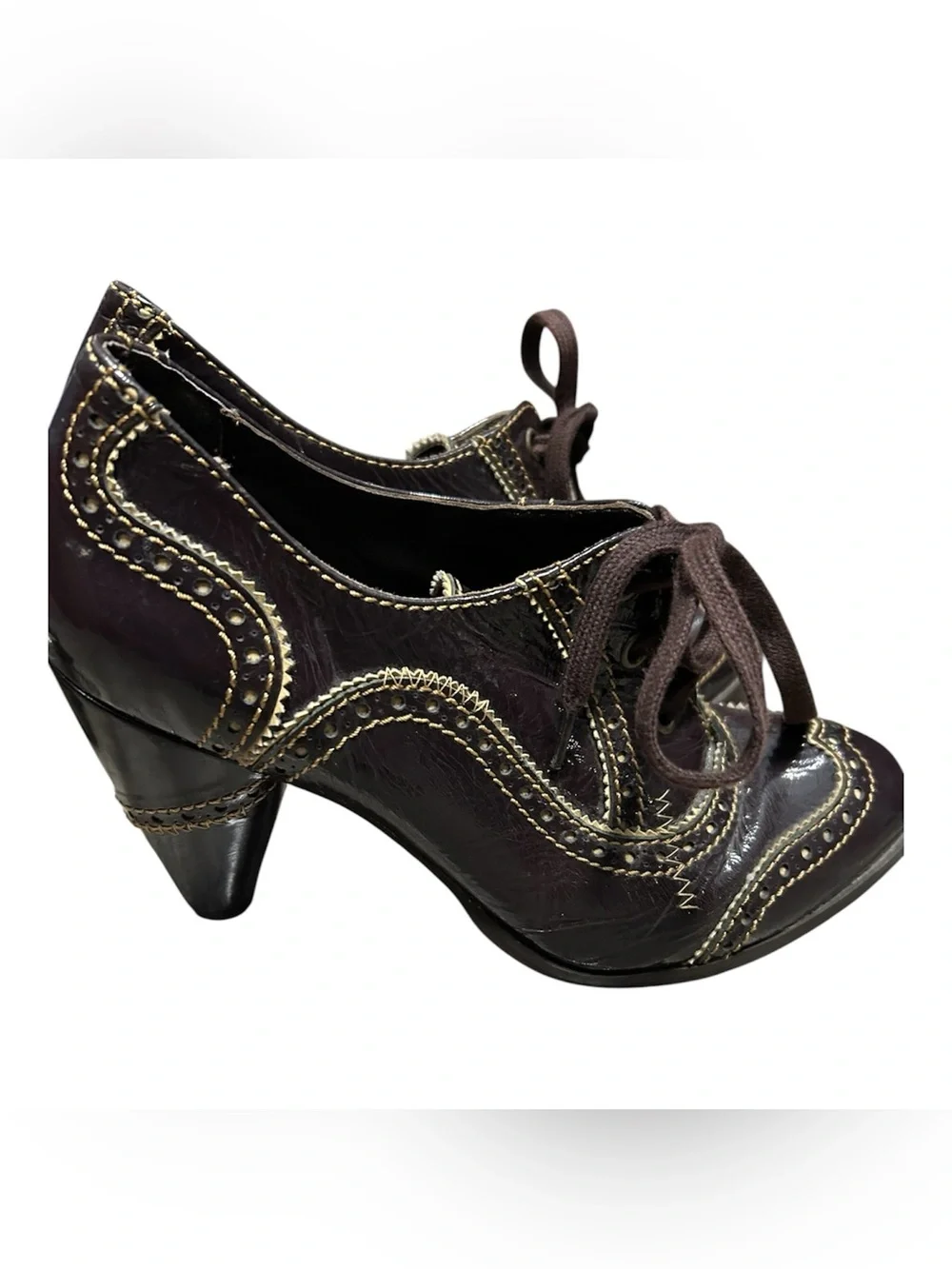Ginita Women's Espresso Lace-Up Oxford Heels Sz 8.5